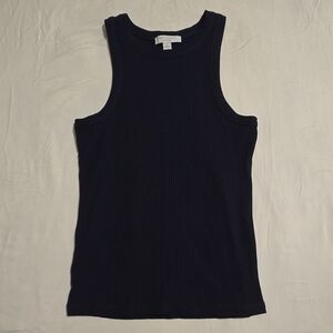 Ann Taylor Ribbed Knit Tank Top Navy Blue Women's S Sleeveless